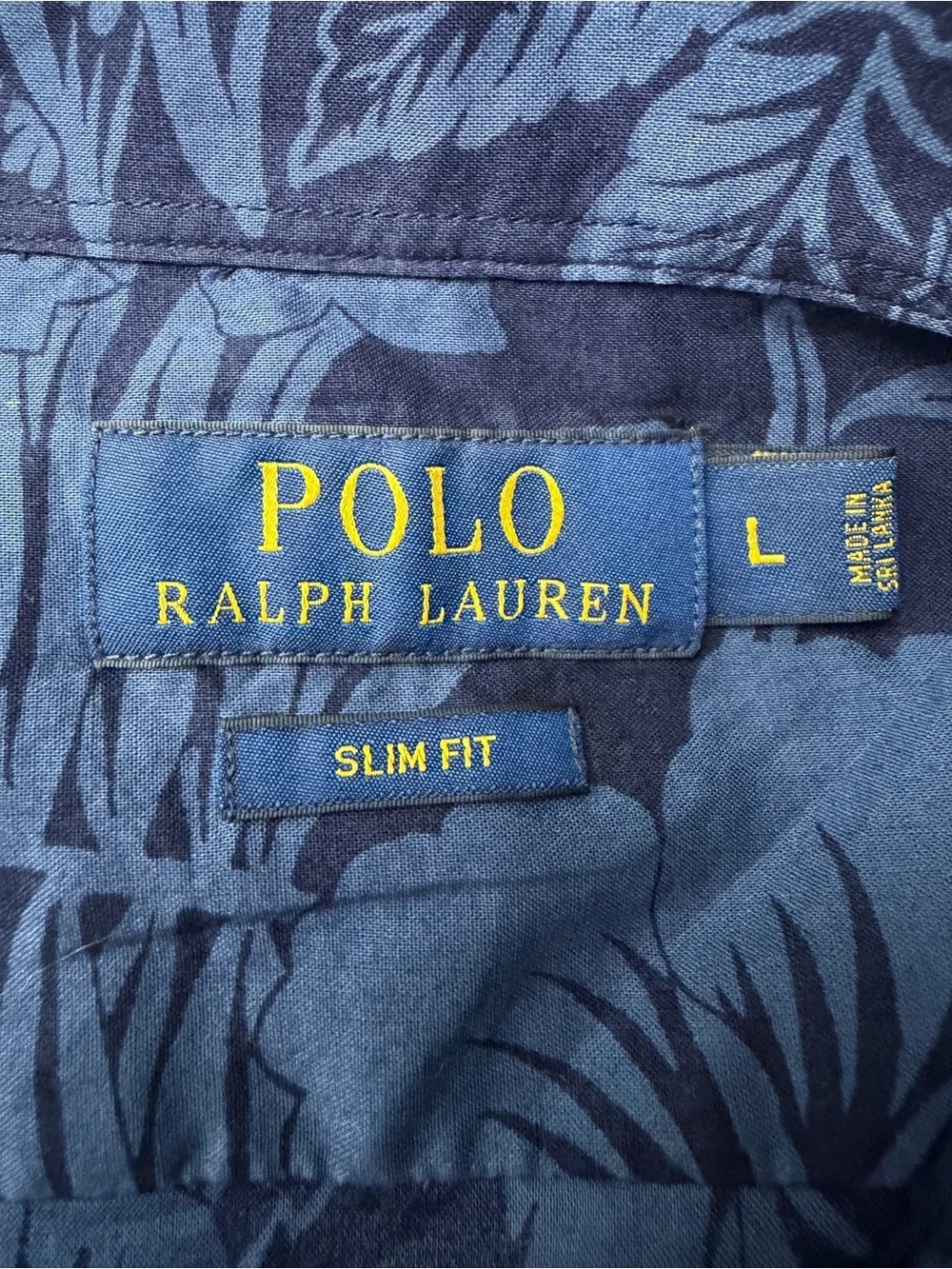 Polo Ralph Lauren Hawaiian Shirt Blue Men’s Slim Fit - size Large - Floral